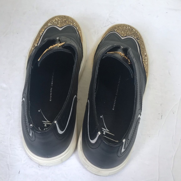 Giuseppe Zanotti Leather Mini Studs Sneakers Slip On Oxford Slides Logo Glitter - Picture 5 of 16